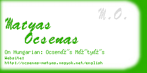 matyas ocsenas business card